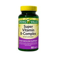 Spring Valley Super B-Complex Tablets 100 Count Exp 03/26