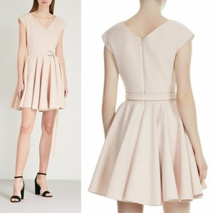 blush pink fit and flare dress