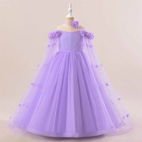 Flower Bridemaid Girl Dress Ball Gown Elegant Tulle Off Shoulder Birthday gown - Picture 3 of 33