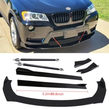 Front Bumper Lip Spoiler Splitter Glossy Black Extension For BMW