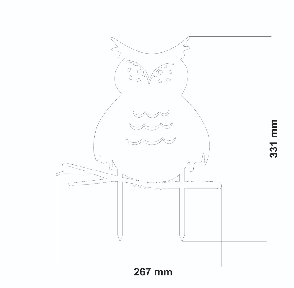 Gartenstecker kleine Eule aus Metall, 33 cm hoch, Gartendeko, ostern, Edelrost - Bild 3 von 3