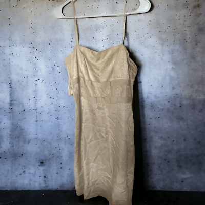 Ann Taylor gold spaghetti strap fitted dress along with gold medium shrug |  eBay