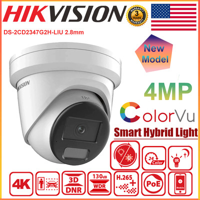 NEW Hikvision 4MP ColorVu DS-2CD2347G2H-LIU IP Camera Smart Hybrid Light MIC POE