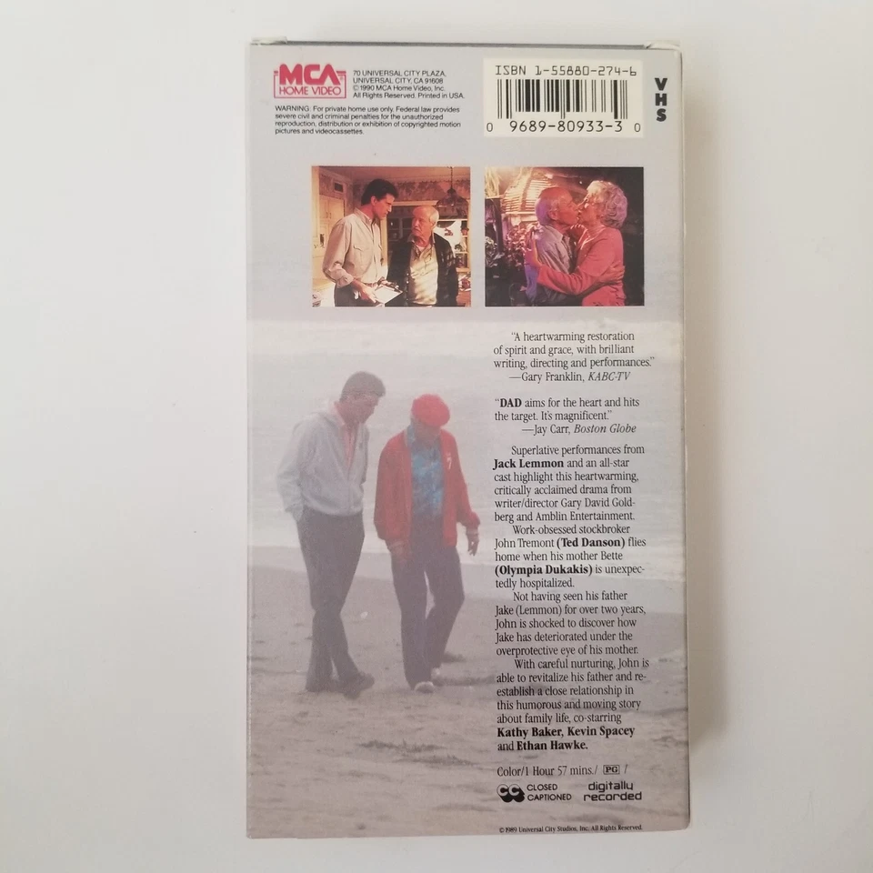 Dad VHS Tape 1989 Jack Lemmon Ted Danson Drama Foto 3 de 4