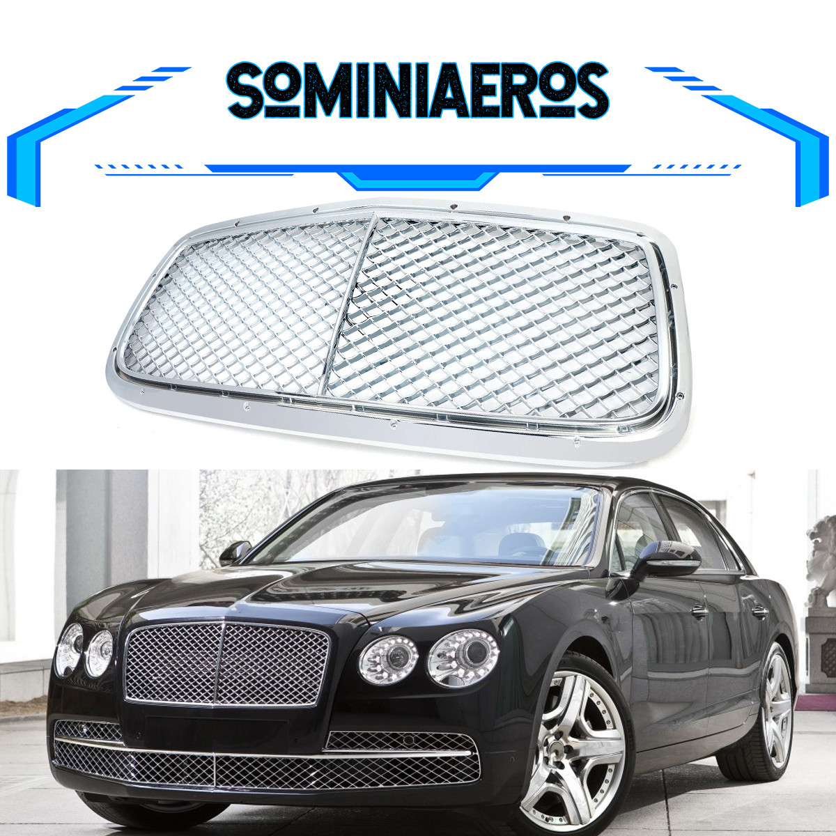 For Bentley Flying Spur 2014-2019 Front Radiator Grille Mesh Chrome 4W0853667