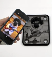 Photo Guitar Neck Plate BLACK - Free Custom Engraving - 4 Hole