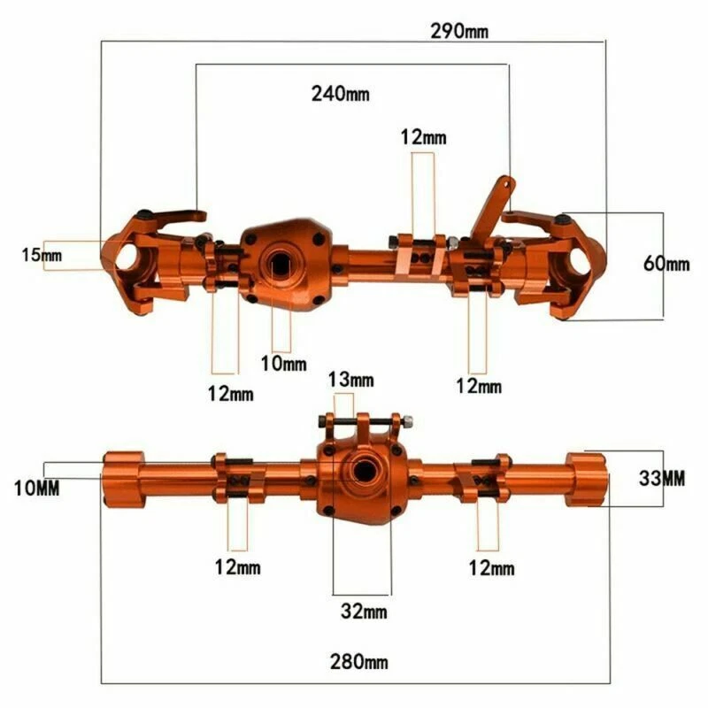 CNC SCX6 Aluminum Front Rear Axle Housing Kits for 1/6 AXIAL  RC Car Upgrades - Image 3 of 4