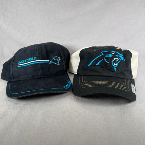Carolina Panthers Hat Mens Black LOT OF 2 Snapback Strapback Cap Logo7 Reebok