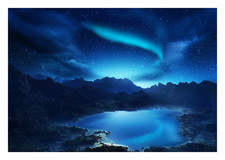 Northern Lights Lake Stars Landscape Large Wall Art Framed Canvas Picture 20x30"