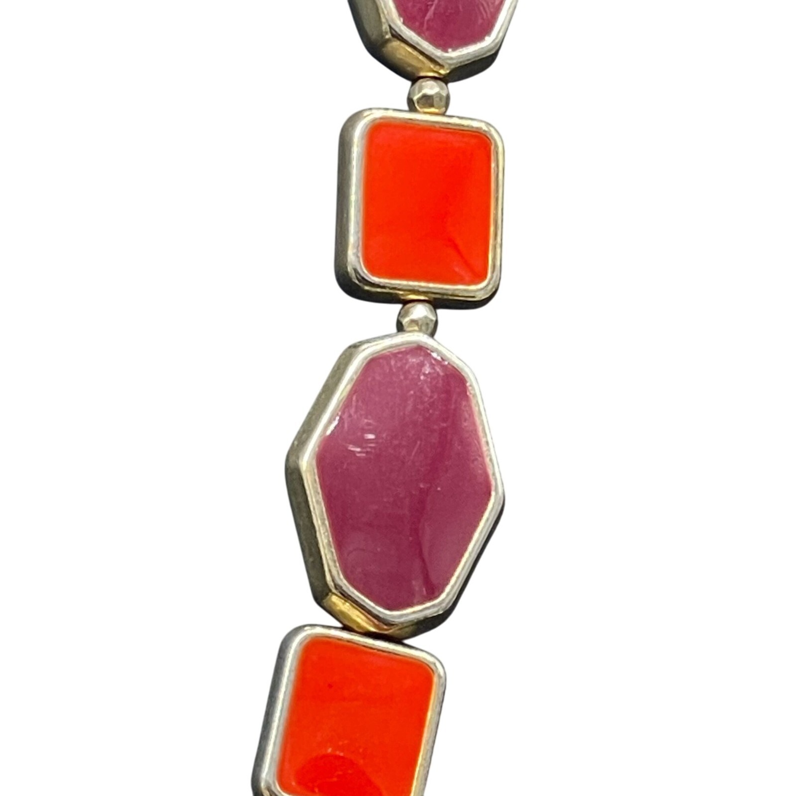 Multicolor Enamel Square Link Chain Statement Nec… - image 2