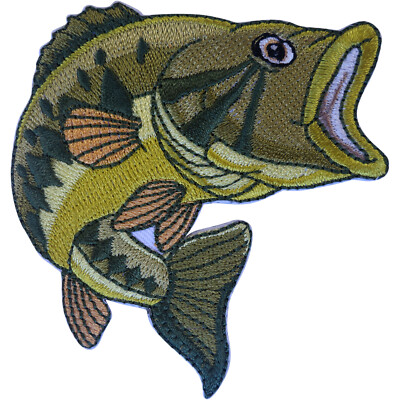 Angelaufnäher Aufbügeln Annähen Kleidung Kappe Shirt Jacke Tasche Fisch bestickt Abzeichen