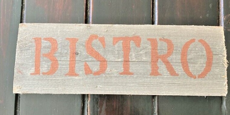 BISTRO Sign Wall Decor Made from Fence w/back clasp 10.5" x 3.5" ~ Free Shipping
