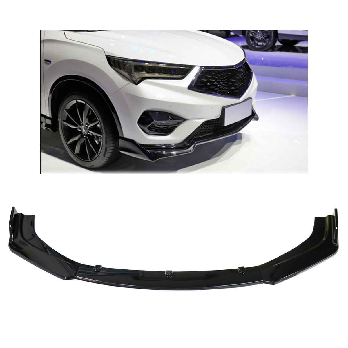 For  Subaru Front Bumper Lip Splitter Spoiler Strut Rods Glossy Black Body Kit