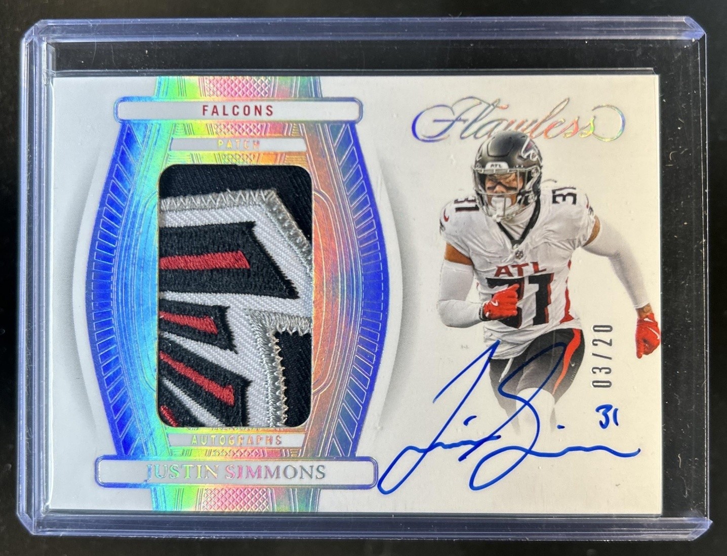 2025 Panini Flawless Justin Simmons 2024 Football - Patch Auto Silver #/20 #5
