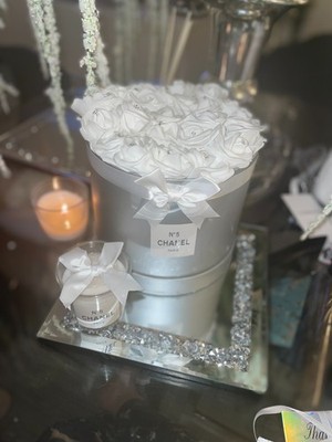 Kleines Blumenkastenset Silber und Weiß