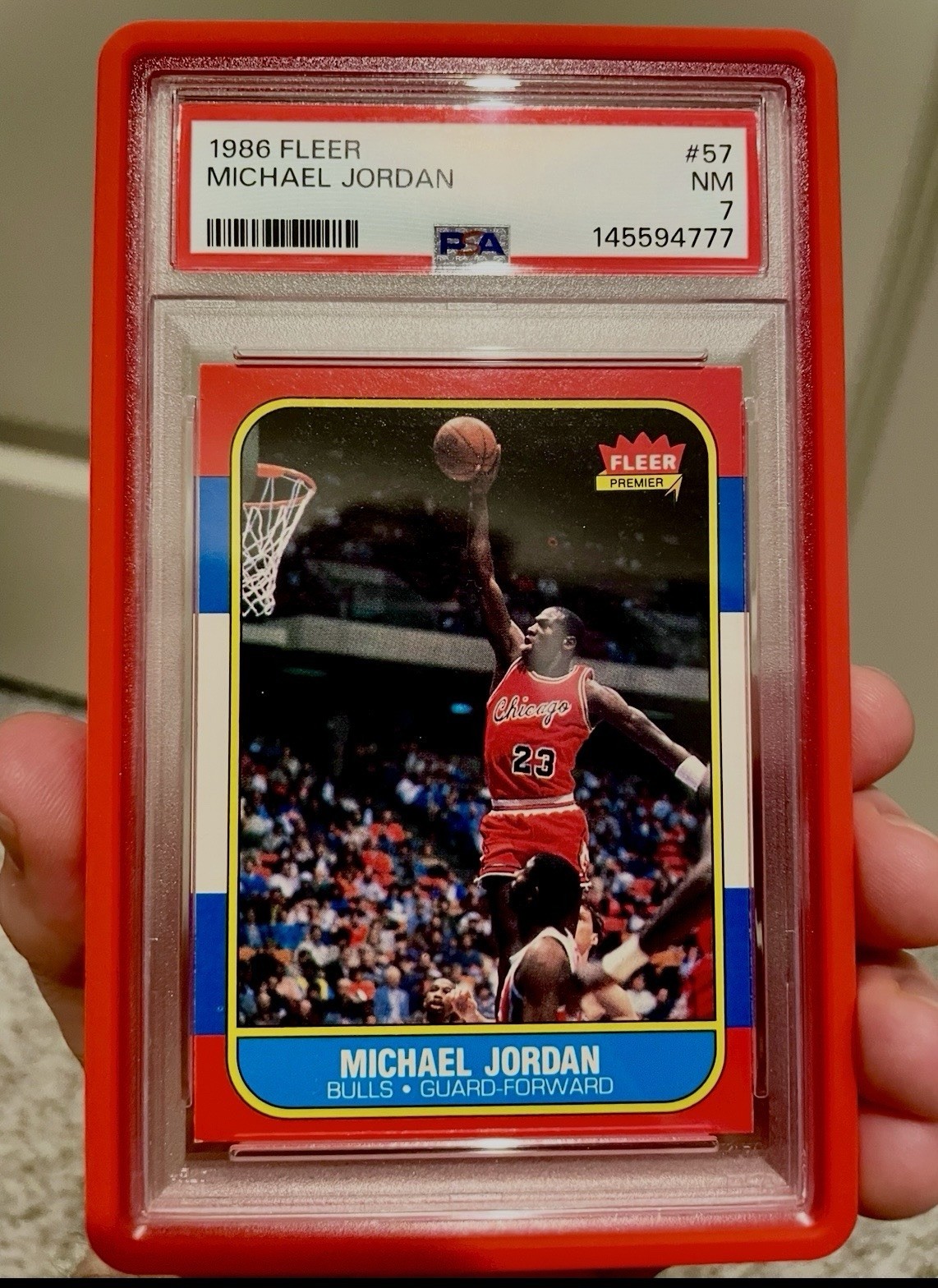 1986 FLEER #57 MICHAEL JORDAN RC PSA 7 BEAUTIFUL , Sharp Corners And Edges!!