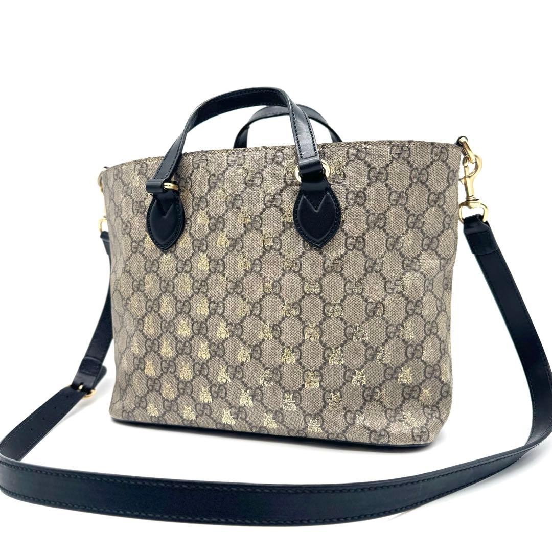 GUCCI BEE GG Supreme Leather Shoulder Handbag 2Way Authentic Vintage