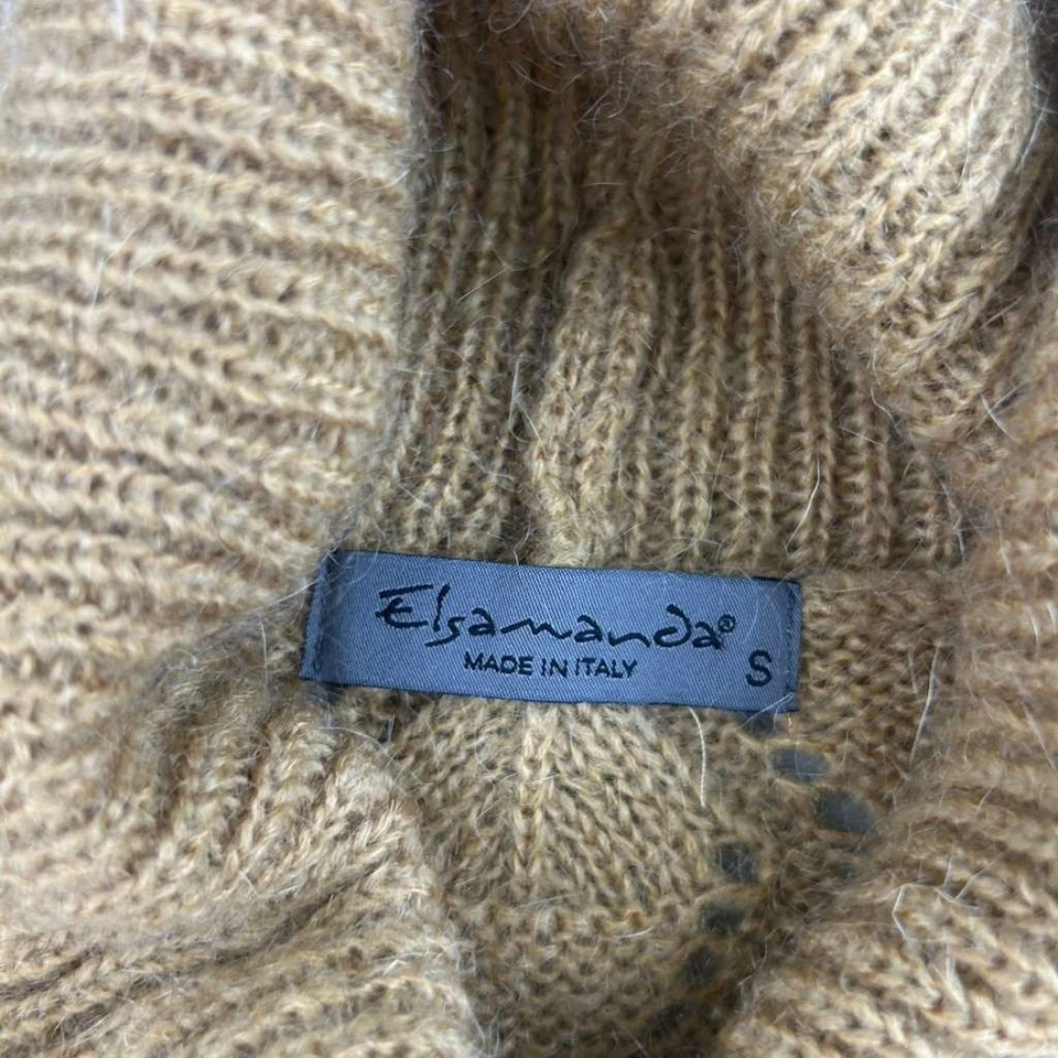 Elsamanda Sweater Womens Small Yellow Mohair Turtleneck Pullover Italy - Image 2 of 4