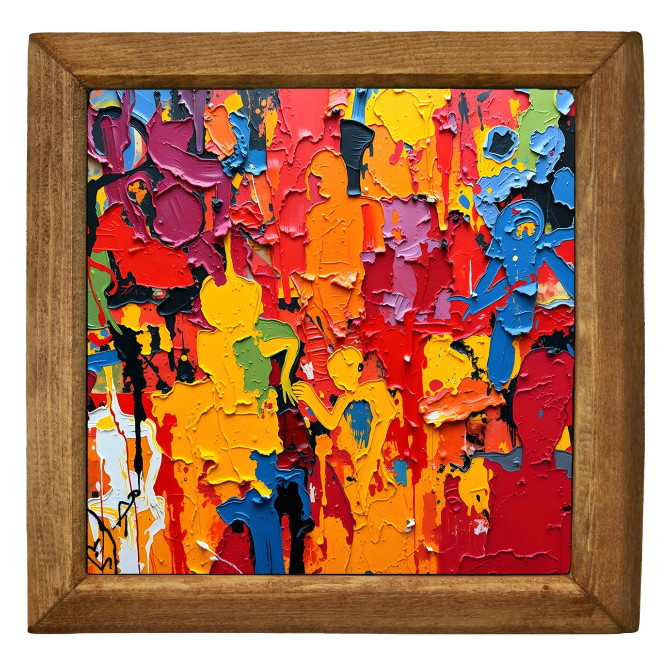 Abstract Expressionist Stone Wall Art - Colourful Bold Modern Handmade Gift 25cm