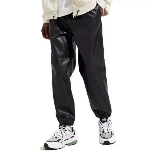 Leather Joggers Pant Men's Black 100% Pure Lambskin Designer Stylish