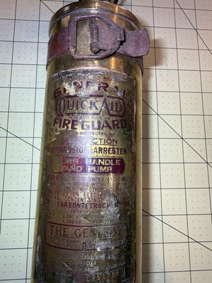 Antique General Quick Aid Fire Guard Brass Extinguisher Model 85 HD with Bracket