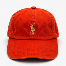 Polo Ralph Lauren Mens Orange Baseball Cap Ha...
