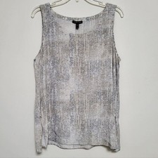 Eileen Fisher 100 Silk Tank Top Cream Texture Size M Quiet Luxury Office