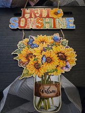 Welcome Wall Decor, Hanging Sign,Spring/ Summer Sign Indoor/ Outdoor. Sunflowers