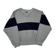 First Run Striped Sweatshirt - Large Navy Polyester Blend