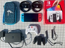 Nintendo Switch OLED + 128GB SD + Pro Controller + Screen Protector + Case + Box