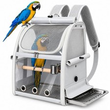 Bird Backpack Carrier,Stainless Steel Mesh Bird Cage of Small Parrot Gray