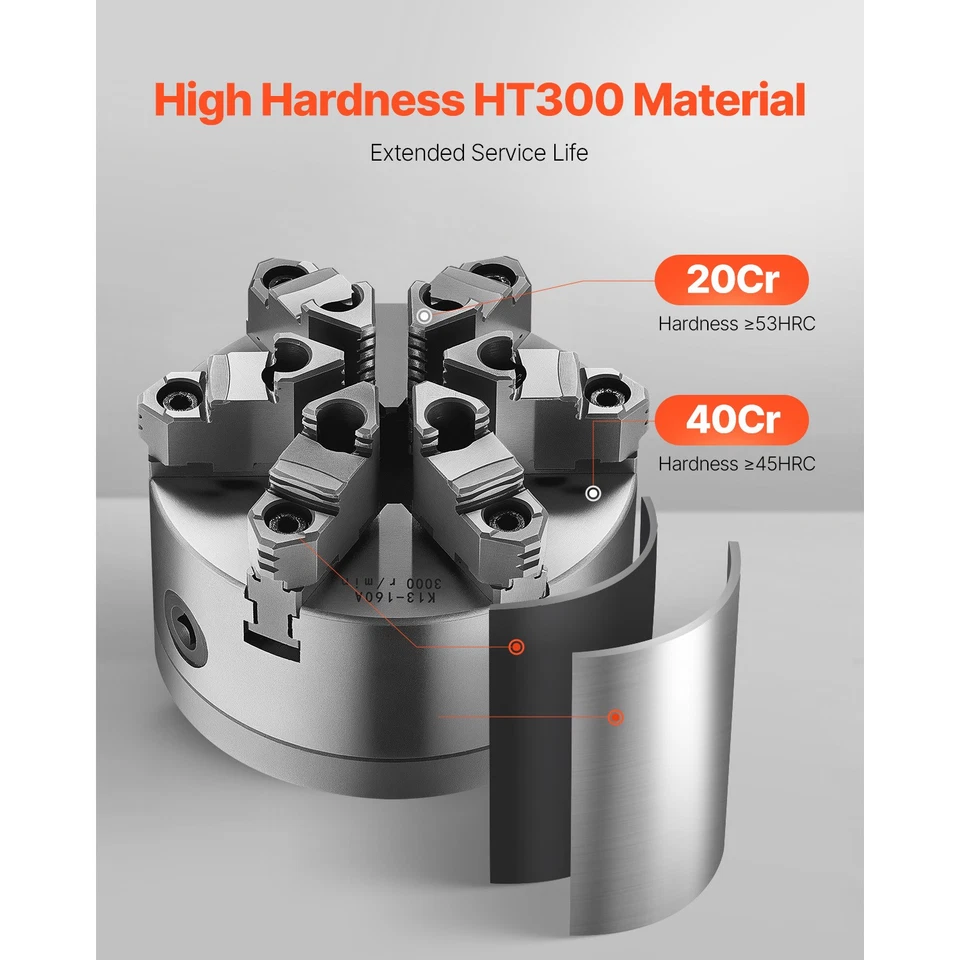 6 Inch 6-Jaw Self-Centering Lathe Chuck with D1-4 Cam Lock Backing Plate - Image 2 of 4