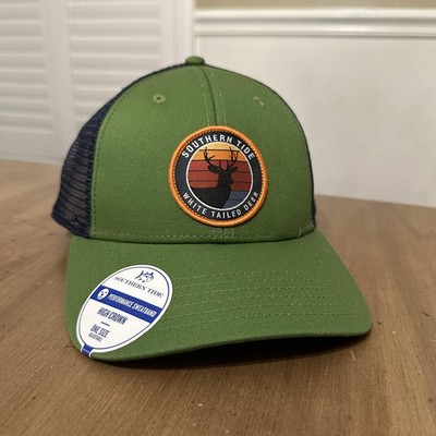 Southern Tide Hat Cap Snap Back Green Navy Trucker Mesh White Tailed Deer Patch