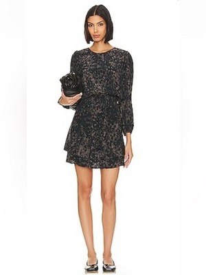 Rails Inez Charcoal Tortoise Mini Dress Tiered Small