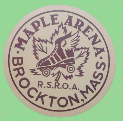 1940s Brockton Massachusetts Original Roller Skating Rink Sticker Label Maple