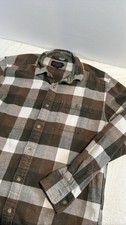 Pendleton Men's Medium Flannel Shirt Brown Gray Plaid Button Up 100 Cotton