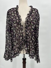 Vintage Y2K Studio 1940 Sheer Whimsigoth Ruffle Tie Front Top Sz L Fairy Flowy