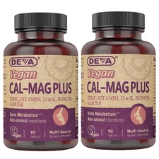DEVA Vegan Calcium Magnesium Supplement Plus Zinc Vitamin C Vitamin D Vitamin...