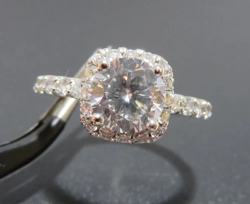 14K WG ROUND LAB GROWN DIAMOND HALO ENGAGEMENT RING SZ 5.5 2.96 grams (G132283)