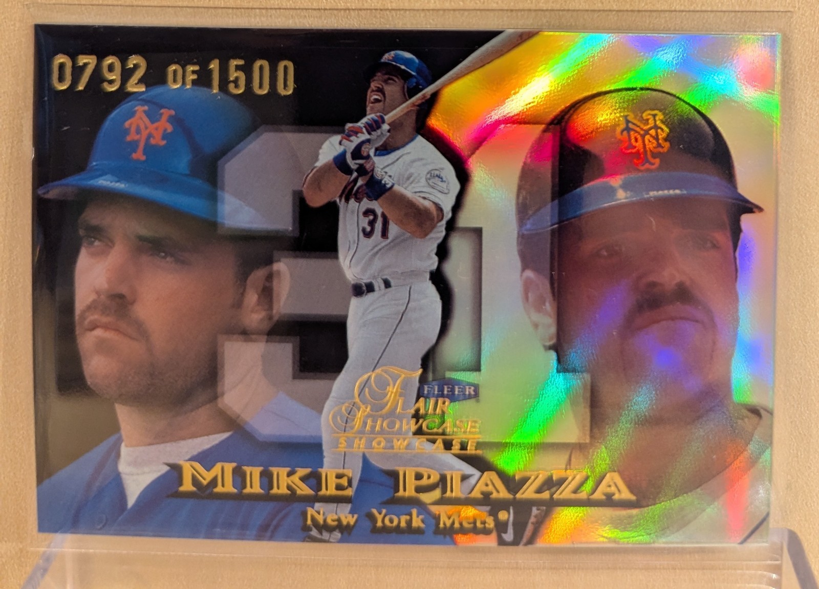 1999 Flair Showcase ROW 1 #13 Mike Piazza Mets Refractor RARE ICONIC /1500
