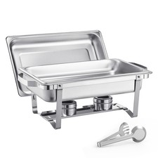 2 Pack 8Qt Chafing Dish Buffet Set Stainless Steel w/ Fuel Holder  MealClip