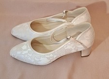 Paradox London Pink Amiya Ivory Lace & Satin Shoes, UK 5/EU 38, E Fit (Wide)