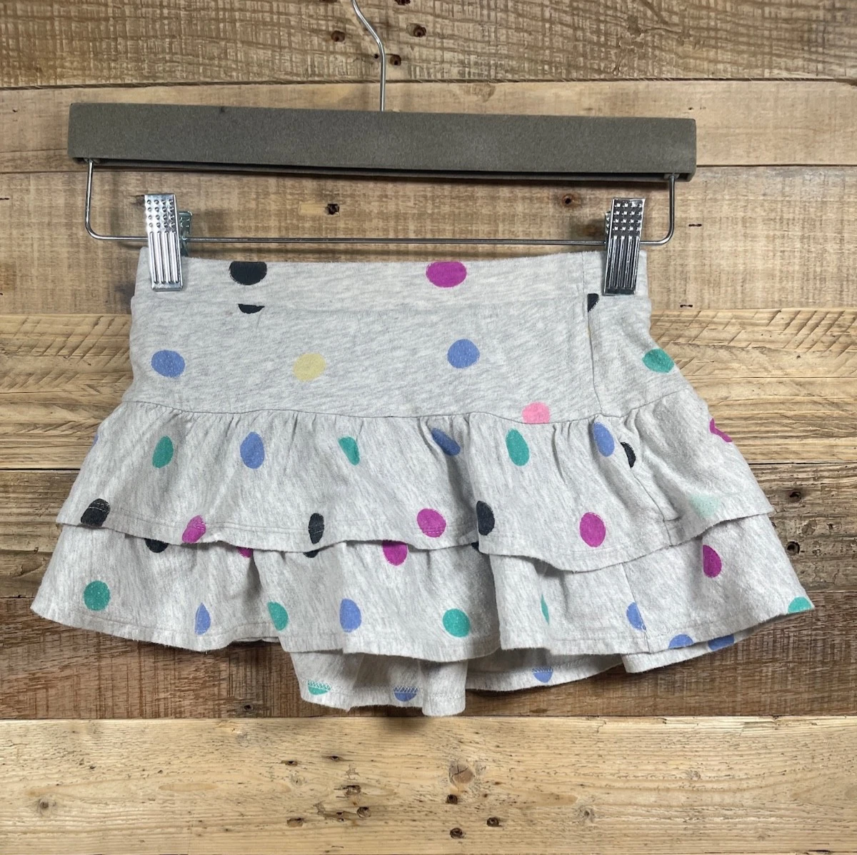 Circo Gray Polka Dots Ruffles Girls XS(4/5) Kids Skirt Flare Shorts Under Bottom