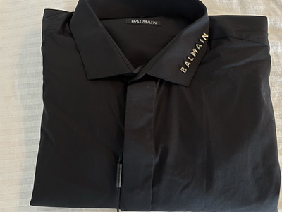 Balmain Collection Mens Solid Black Long Sleeve Shirt XL (17/33)
