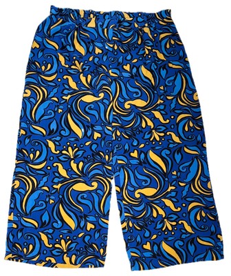 Spoon Jeans Blue Yellow Wide Leg Palazzo Pants 2X Wild Funky Boho Fairy Grunge