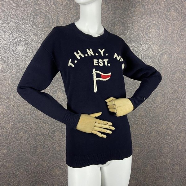 Women Tommy Hilfiger Sweater Navy Cotton 34 / XS /