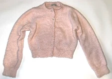 Pink Fuzzy button up sweater size small