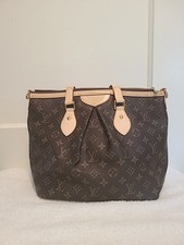 LOUIS VUITTON Palermo PM spalla a mano monogramma pelle marrone usato senza cinturino lungo