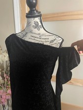 Bailey 44 Black Faux Velvet Mini Evening Dress Off-Shoulder Women Medium