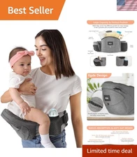 Baby Hip Carrier with Safety Buckle & Pockets - Comfort for Newborns to Toddlers